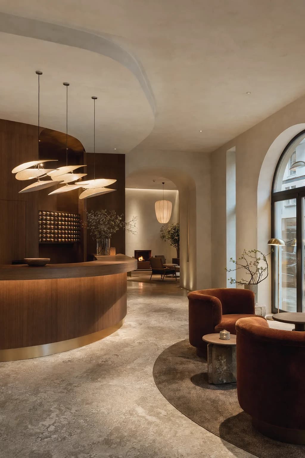 Boutique-Hotel-Lobby als KI-generiertes Beispielbild